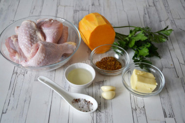 Курица с тыквой в духовке